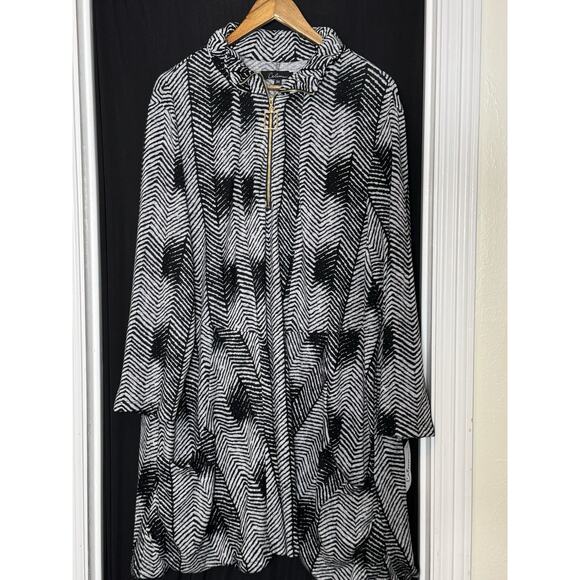 Caleoas Art to Wear Sweater Cardigan stretch geometric plus 3x swing pocket - Picture 2 of 12